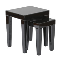 OSP Home Furnishings REF19-BK Reflections Nesting Tables with Black Glass Finish- Assembled